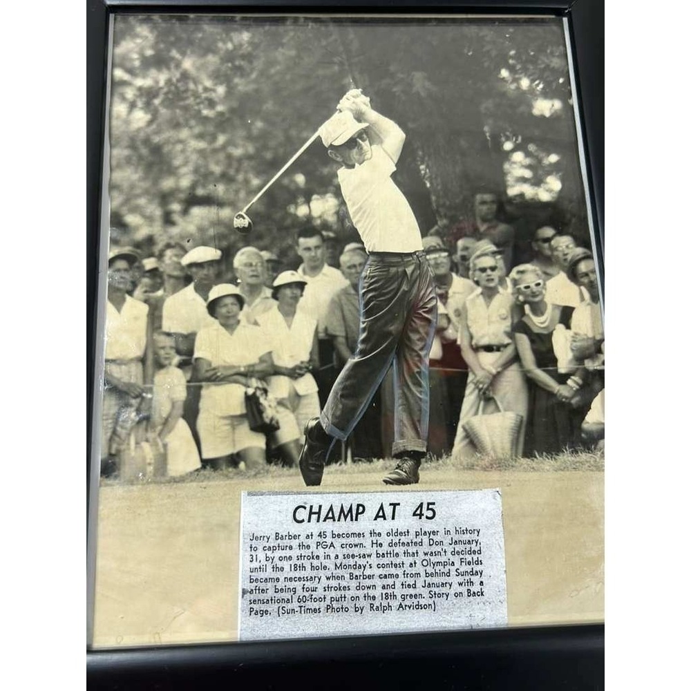 Jerry Barber 1961 PGA Champion Type 1 Original Press Photo Framed Sun-Times 1961